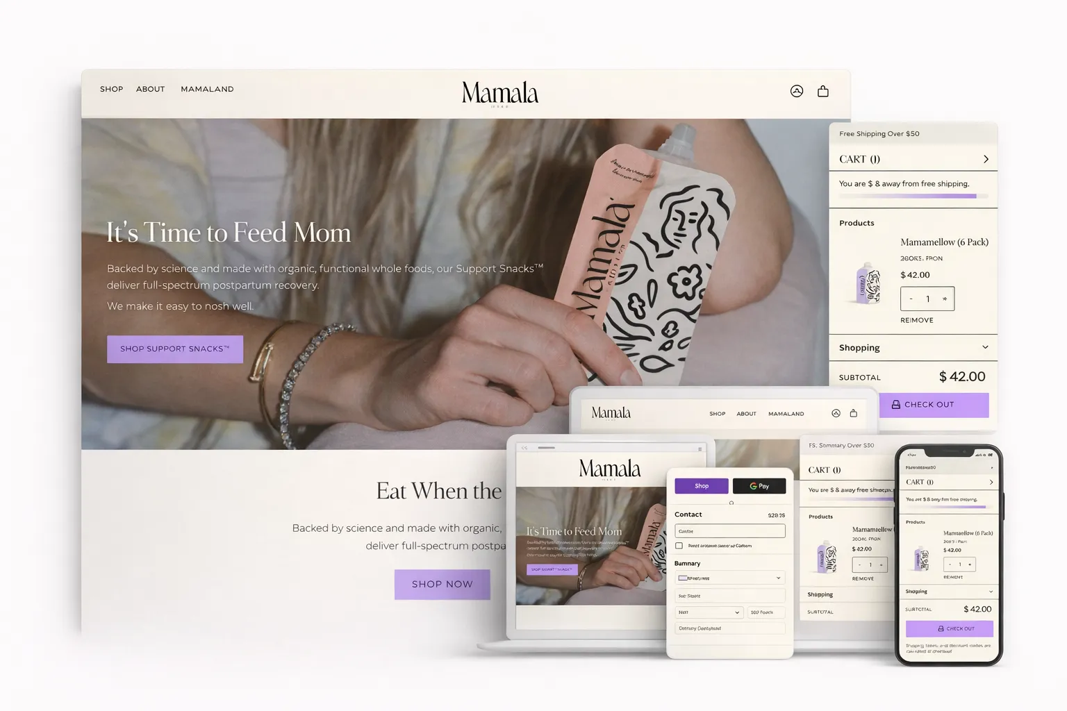 eCommerce website design displayed across online store product listings
